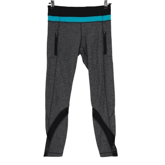 Lululemon Leggings Gray Inspire Tight II Mesh Panel Workout Yoga Pants - Picture 1 of 10